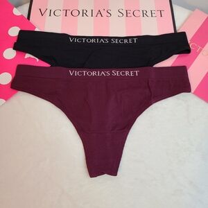 Victoria's Secret 2pk Seamless Stretch Nylon Thong Panties Size Sm